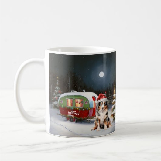 Mug Aventure de Noël en caravane de Berger Australien (Gauche)