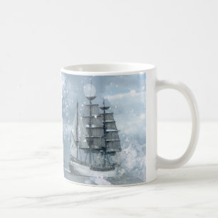 Mug aventure hiver tempête de neige vintage bateau pir
