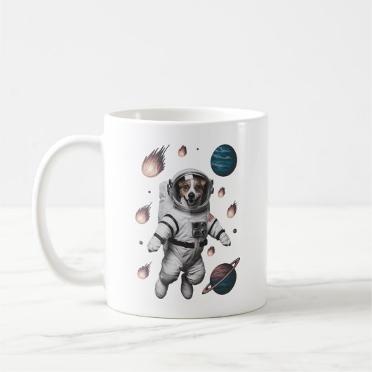 Mug Aventure spatiale avec un chien astronaute (Gauche)