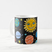 Mug Aventure spatiale : planètes, motif de fusées. (Devant gauche)