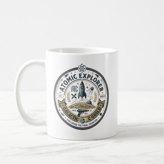 Mug Aventure spatiale rétro - Badge de fusée classique (Gauche)