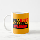 Mug Avertissement d'allergie aux arachides (Gauche)