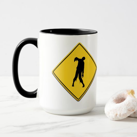 Mug Avertissement de zombie (Avec donut)