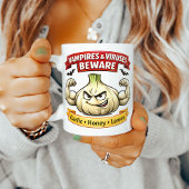 Mug Avertissement drôle à l'ail pour la saison effraya