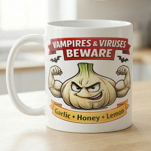 Mug Avertissement drôle à l'ail pour la saison effraya