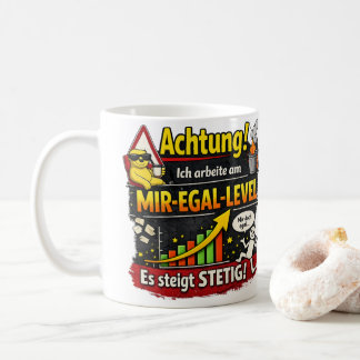 Mug Avertissement drôle de niveau "Je m'en fiche"