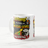 Mug Avertissement drôle de niveau "Je m'en fiche" (Devant gauche)