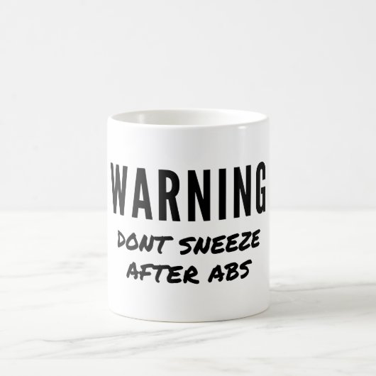 Mug Avertissement Ne pas éternuer après l'entraînement (Centre)