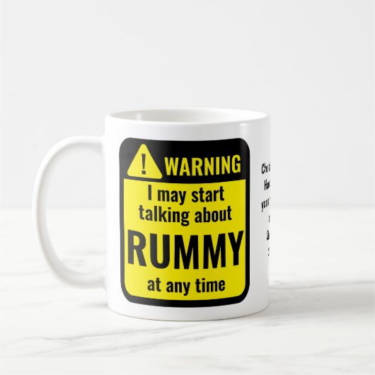 Mug Avertissement Personnalisé Drôle de Rummy (Gauche)