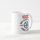 Mug Avertissement Peut Commencer À Parler De Cyclisme (Devant droit)