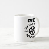 Mug Avertissement Peut Commencer À Parler De Cyclisme (Devant droit)