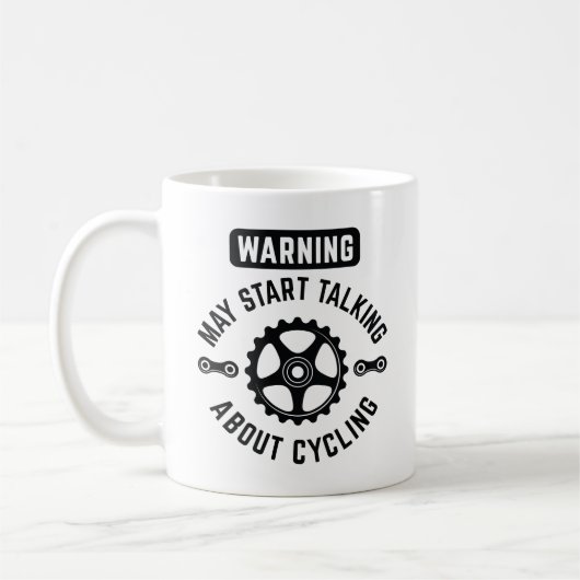 Mug Avertissement Peut Commencer À Parler De Cyclisme (Gauche)