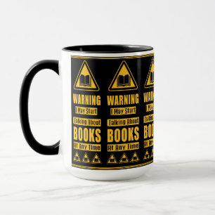 Mug Avertissement pour les amoureux des livres jaunes