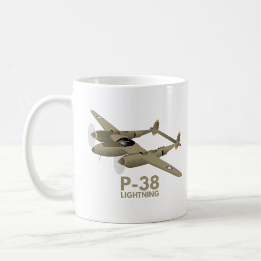 Mug Avion 2ÈME GUERRE MONDIALE P-38 Lightning (Gauche)