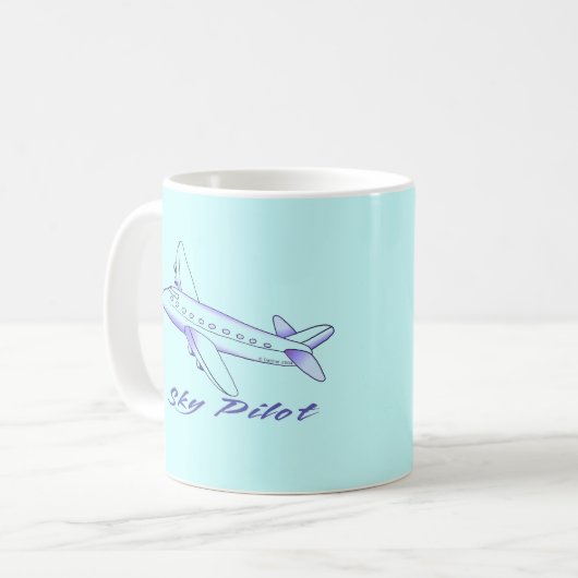 Mug Avion bleu Sky (Devant gauche)
