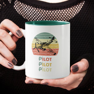 Mug Avion Cool, Coucher de Soleil Rétro Vintage, Aviat