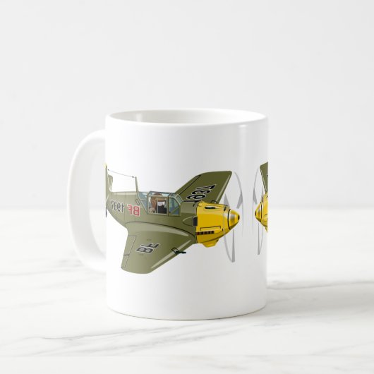 Mug Avion de chasseur rétro-dessiné (Devant gauche)