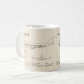 Mug Avion de ligne 747 - Plan de dessin du plan d'avio (Devant gauche)