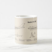 Mug Avion de ligne 747 - Plan de dessin du plan d'avio (Centre)