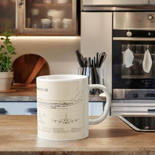 Mug Avion de ligne 747 - Plan de dessin du plan d'avio