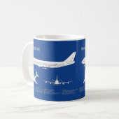 Mug Avion de ligne 747 - Plan de dessin du plan direct (Devant gauche)