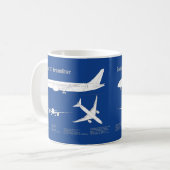 Mug Avion de ligne 787 - Plan de dessin du plan direct (Devant gauche)
