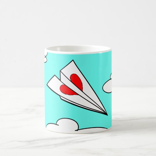Mug Avion de papier avec le coeur (Centre)