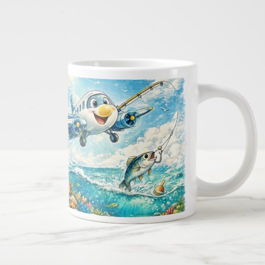 Mug Avion de Pêche Mignon – Café d'Aventure Océani (Droite)