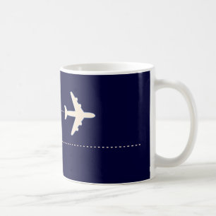 Mug avion de voyage avec ligne pointillée