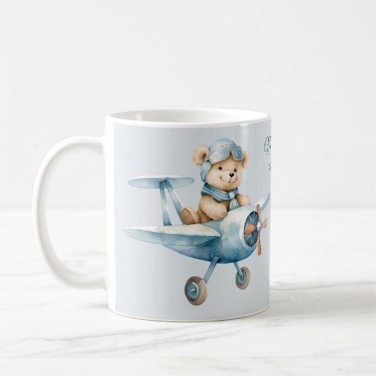 Mug Avion mignon Happy Blue Oear Pilote élégant (Gauche)