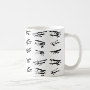 Mug Avions anciens en noir et blanc, avions vintages