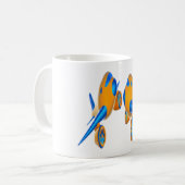 Mug Avions de dessin animé Vibrant orange et bleu (Devant gauche)