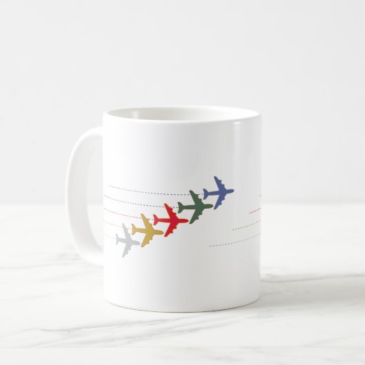 Mug Avions de voyage colorés (Devant gauche)
