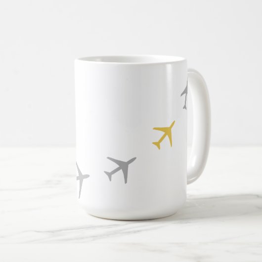 Mug Avions gris jaune Avions Aviation Fly Airways (Devant droit)