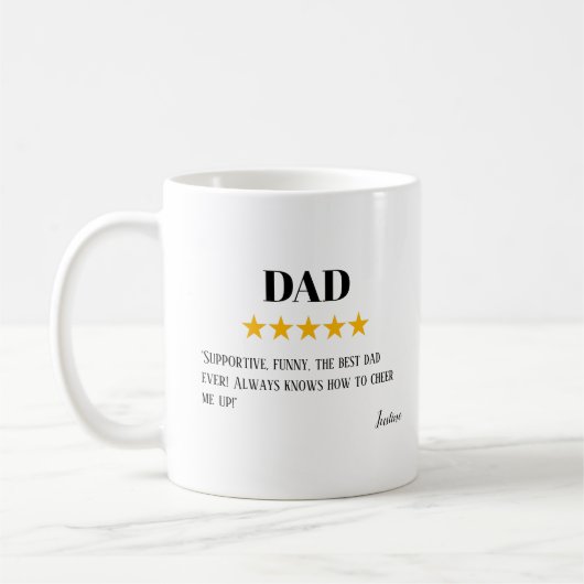Mug Avis père 5 étoiles | Incroyable cadeau papa (Gauche)