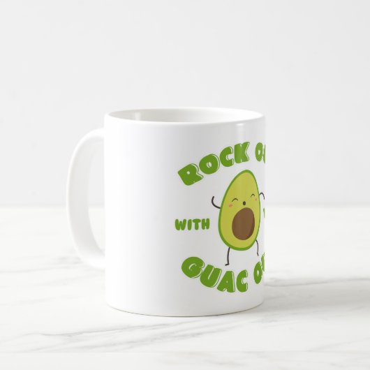 Mug Avocado Dansant "Rock Out With Your Guac Out" (Devant gauche)