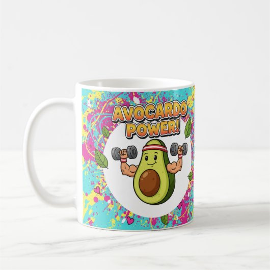 Mug Avocardo Power Drôle Cartoon Design (Gauche)