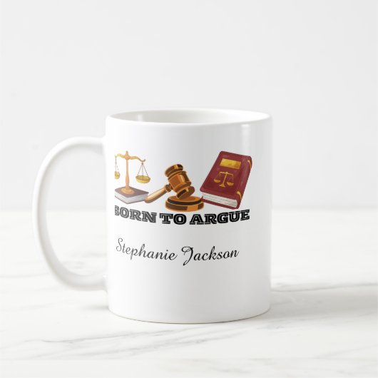 Mug Avocat drôle né pour argumenter (Gauche)