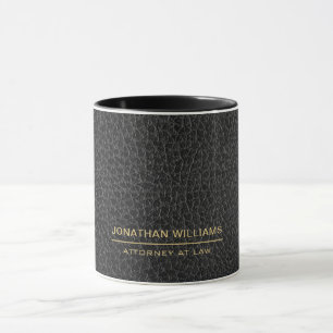 Mug Avocat Faux Cuir Nom Personnalisé Noir