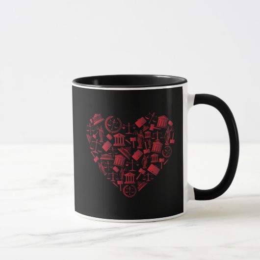 Mug Avocat Red Heart - Love Law Grunge Art (Droite)