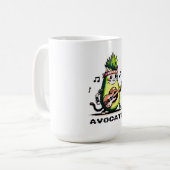 Mug Avocato - Drôle Pixel Art Avocado Cat jouer basse (Devant gauche)