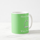 Mug "Avoir Cheval Voyage" Stirrup Fer Lime Vert (Devant droit)