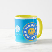 Mug Avoir un joyeux jour visage jaune poignée (Devant droit)