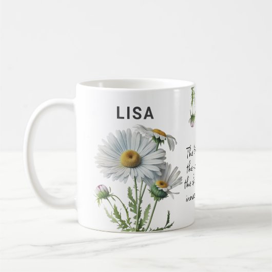 Mug Avril Flower Daisy Ajouter un nom (Gauche)