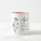 Mug Avril Mois de naissance Fleur Daisée Minimaliste (Centre)