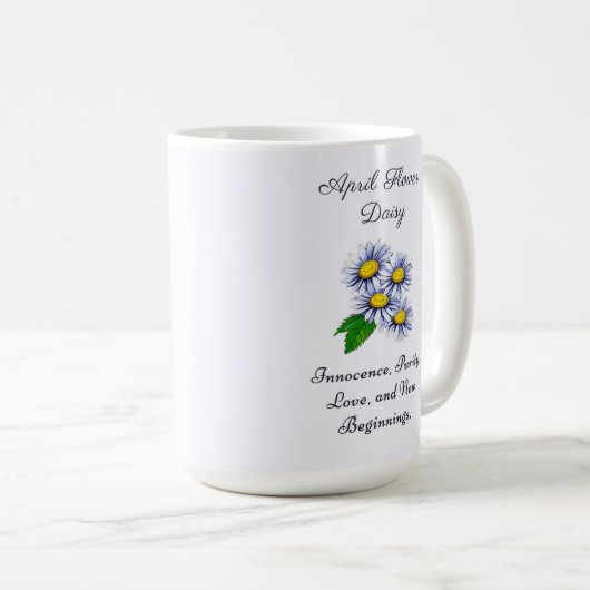 Mug Avril Mois de naissance Fleur Daisy Fresque et Sim (Devant droit)