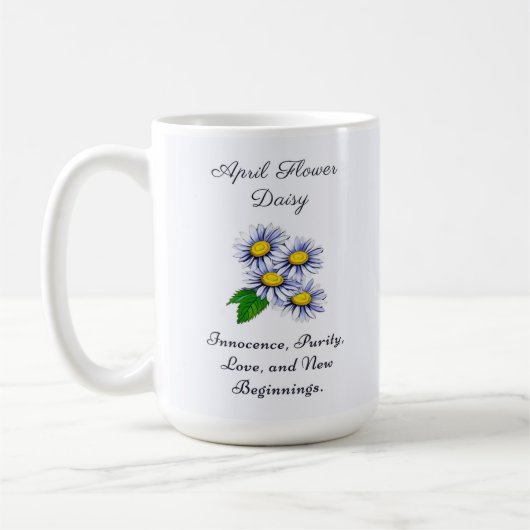 Mug Avril Mois de naissance Fleur Daisy Fresque et Sim (Gauche)