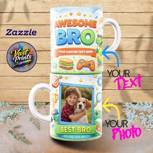 Mug Awesome Bro Dinosaur Gaming Custom Photo Collage