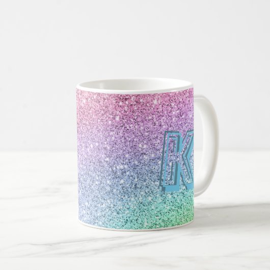 Mug Awesome Pastel Parties scintillant Monogramme Pers (Devant droit)
