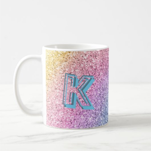 Mug Awesome Pastel Parties scintillant Monogramme Pers (Gauche)